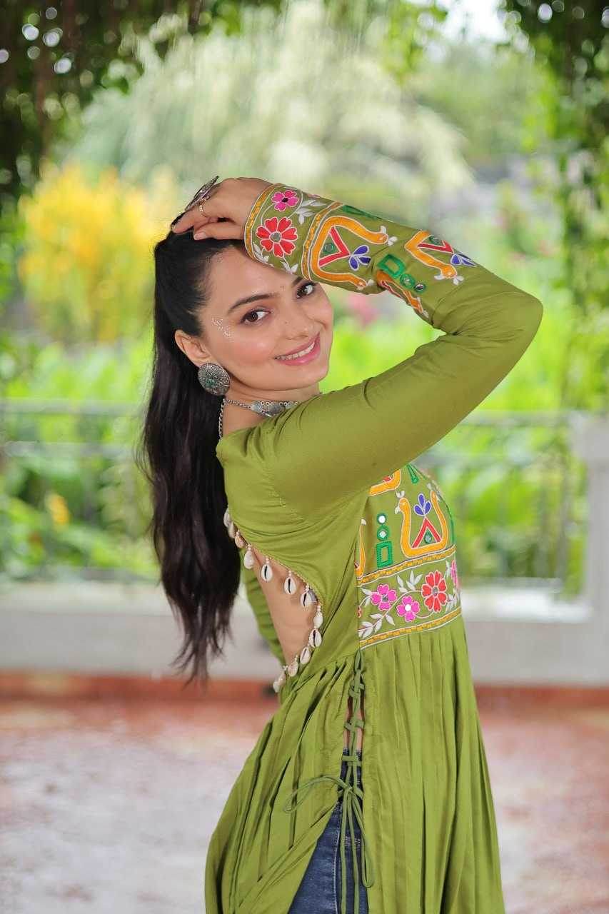 Reyon Cotton Long Embroidered Navratri Kurti - MYLUXURY LANE ENTERPRISE